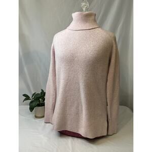 LOFT Soft Pink Waffle Knit Cowl Neck Sweater Sweet and Girly Size XS